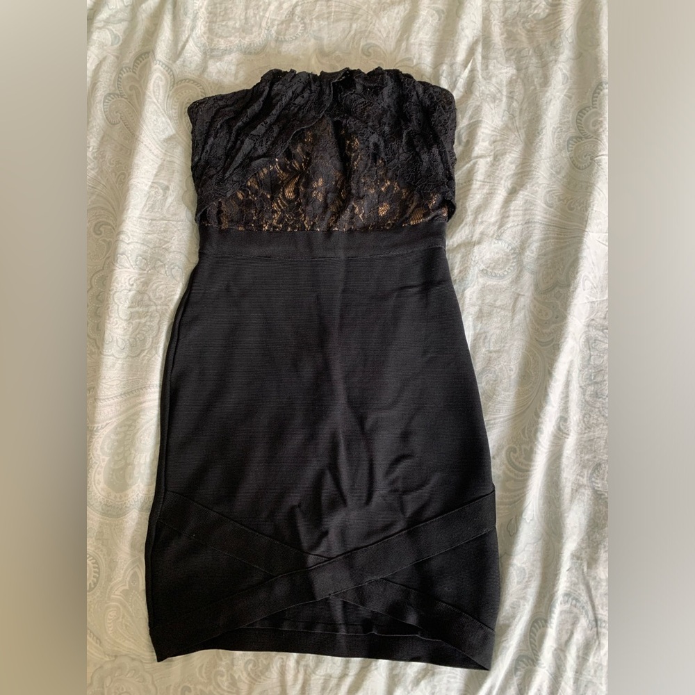 Sophisticated Black Strapless Mini Dress